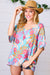 Multicolor Tropical Floral Print Woven Short Sleeve Top