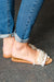 Blush Linen Fray Beaded Faux Pearl Slide Sandals
