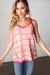 Coral Flower Power Waffle Knit Sleeveless Tank Top
