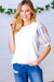Ivory Multicolor Vertical Stripe Puff Short Sleeve Top