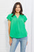 Sew In Love Just For You Full Size Short Ruffled Short sleeve length Top in Green