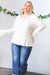 Cream Rib Lace V Neck Button Detail Long Sleeve Top