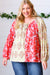 Scarlet Paisley and Floral Chevron Bubble Long Sleeve Top