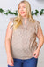 Taupe Animal Print Smocked Button Down Short Sleeve Top