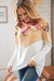 Mustard Two-Tone Chevron Stripe & Floral Patchwork Long Sleeve Top
