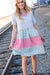 Floral and Stripe Color Block Fit and Flare Rib Dress
