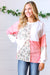 Coral & Leopard Two-Tone Color Block Long Sleeve Top
