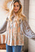 Taupe Paisley Print Houndstooth Mock Neck Long Sleeve Top