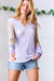 Lilac Animal & Aztec Notched Long Sleeve Top