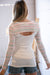 Cream Multicolor Stripe Round Neck Cut Out Long Sleeve Top