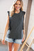Charcoal Distressed Sleeveless Crochet Lace Top
