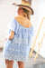 Cotton Yarn Dye Pin Stripe Embroidered Tiered Short Sleeve Top