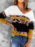 Leopard Color Block V-Neck Rib-Knit Sweater Preorder
