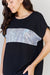 Sew In Love Shine Bright Short Sleeve Full Size Center Mesh Sequin Top in Black/Silver