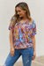 Be Stage Full Size Printed Dolman Flowy Short Sleeve Top
