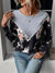 Floral Print Contrast Round Neck Dropped Shoulder Sweatshirt Preorder