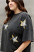 ODDI Full Size Printed Star Patch Detail Short Sleeve Top