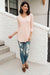 Perfect V Neck 3/4 Sleeve in Blush