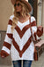 Chevron Cable-Knit V-Neck Tunic Sweater Preorder