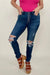 Judy Blue High Rise Button Fly Distressed Cuffed Skinny Jeans