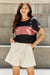 Sew In Love Shine Bright Short Sleeve Full Size Center Mesh Sequin Top in Black/Mauve