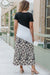 Leopard Color Block V-Neck Slit Dress Preorder