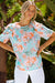 Summer Lover Floral Puff Sleeve Round Neck Blouse Preorder