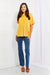 Zenana Start Small Washed Waffle Knit Short Sleeve Top in Yellow Gold