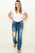 Judy Blue Mid-Rise Distressed Straight Jeans